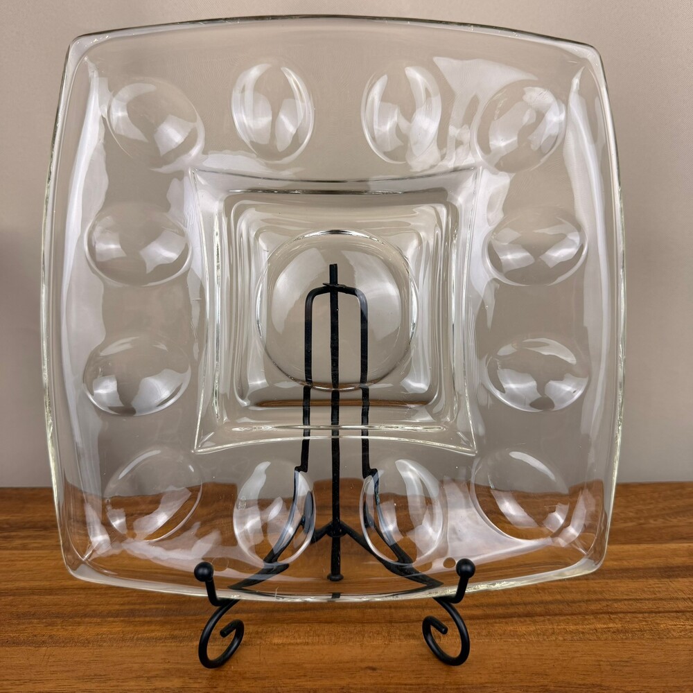 Vintage Hazel Atlas Simplicity "Egg 'n' Relish" Plate 9" MCM c. 1960 Clear